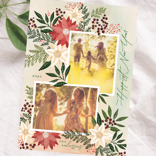 Gott nytt år Poinsettia Multi Photo Julkort
