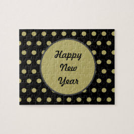 Gott nytt år Polka Dot Jigszawa Puzzle (svart) Pussel