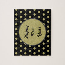 Gott nytt år Polka Dot Jigszawa Puzzle (svart)