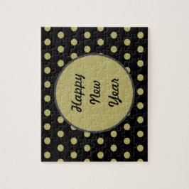 Gott nytt år Polka Dot Jigszawa Puzzle (svart) Pussel