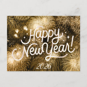 GOTT NYTT ÅR POSTCARD MED GOLDEN-UPPGIFTER VYKORT