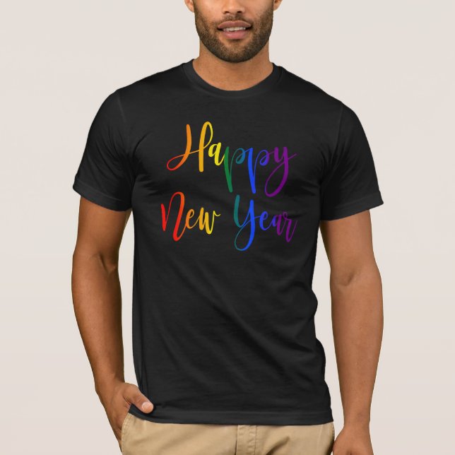 Gott nytt år Rainbow LGBTQ Gay pride jul T Shirt (Framsida)