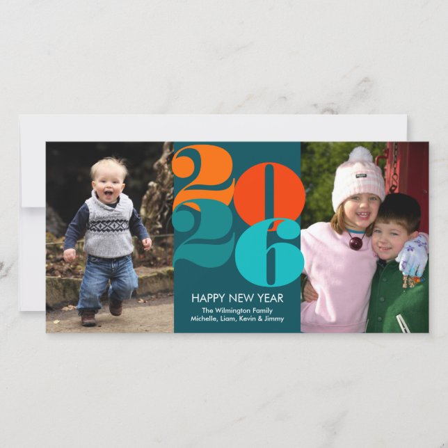 Gott nytt år räknar ned flottan funky hälsning julkort (Framsida)