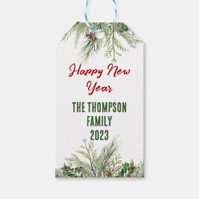 Gott nytt år-ramens vinter-Hälsning Presentetikett (Framsidan)