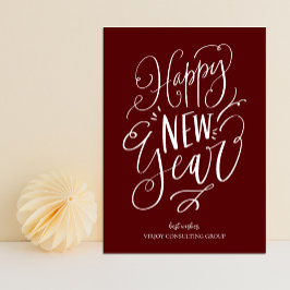 Gott nytt år Red Script Modern Business Julkort