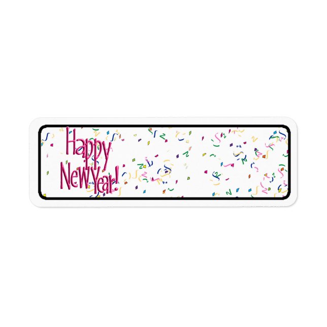 Gott nytt år Red Text Returadress Etikett (Framsidan)