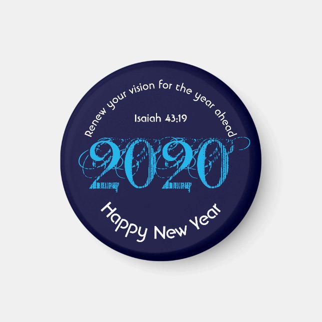 Gott nytt år RENEW VISION 2020 Snyggt BLUE Magnet (Framsidan)