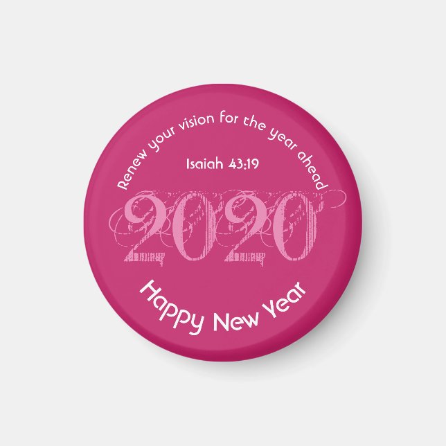 Gott nytt år RENEW VISION 2020 Snyggt ROSA Magnet (Framsidan)