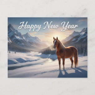 Gott nytt år Röd häst i bergsdalen Helg Vykort