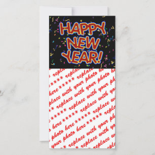 Gott nytt år - röd text med konfetti julkort