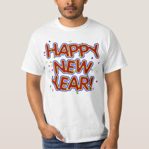 Gott Nytt År - Rolig Röd Text Med Konfetti T Shirt