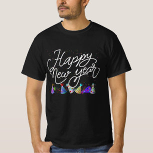 Gott Nytt År - Rolig Vit Text Med Konfetti T Shirt