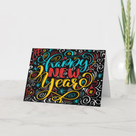 Gott nytt år Roligt Doodles i Superhjälte Färg Helgkort