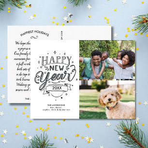 Gott nytt år Roligt Modern Typografi 2 foton Vykort