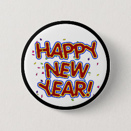 Gott nytt år - Roligt röd text med konfetti Knapp