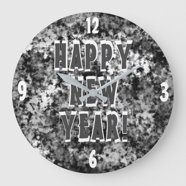 GOTT NYTT ÅR Roligt Silver Stor Klocka (Framsida)