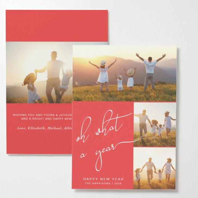 Gott nytt år Rött foto Julkort (Skapare uppladdad)