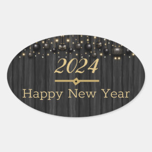 gott nytt år round Sticker Ovalt Klistermärke