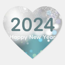 gott nytt år round Sticker snöflingor