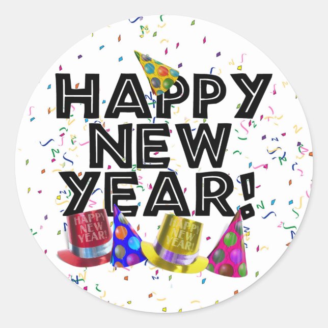 GOTT NYTT ÅR! RUNT KLISTERMÄRKE (Framsida)