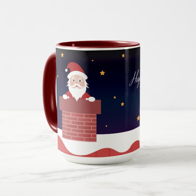 Gott nytt år Santa on house tak Mugg (Framsida vänster)