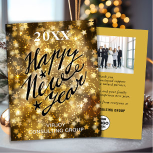 Gott nytt år Script Festive Guld Stars Business Julkort