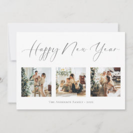 gott nytt år Script Grått 2 Multi Photo Collage Julkort