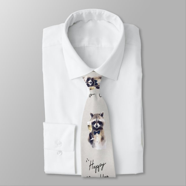Gott nytt år Script Toasting Raccoon Slips (Bunden)
