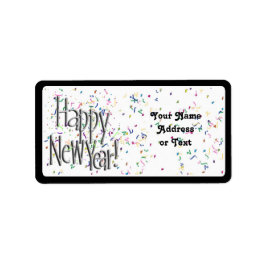 Gott nytt år - Silver med konfetti Adressetikett