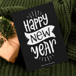 gott nytt år-skript, vit text julkort