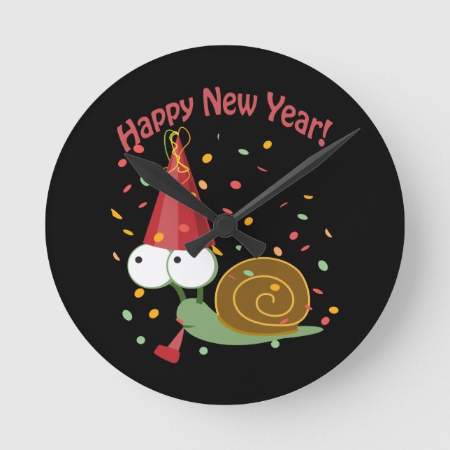 Gott nytt år Snigel Rund Klocka (Framsida)