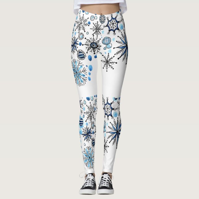 Gott nytt år Snöflingor Leggings (Framsida)