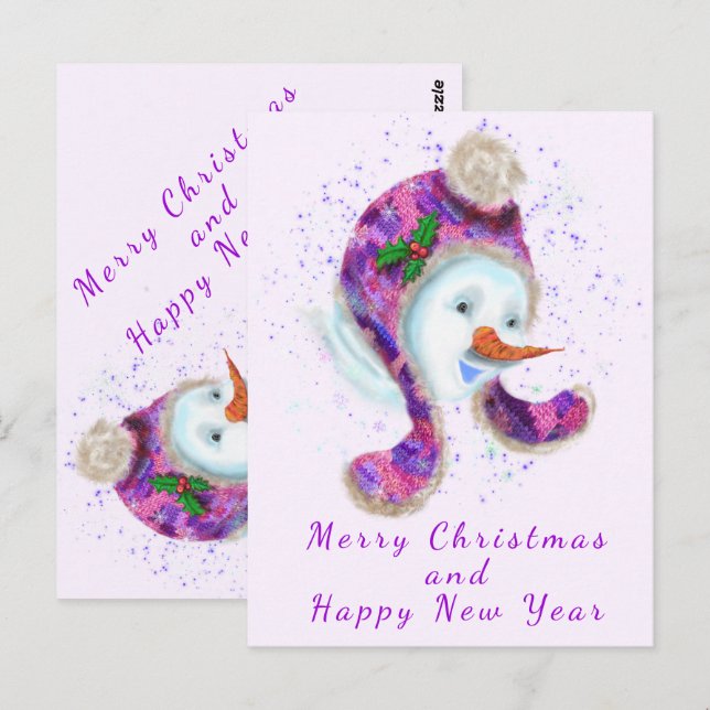 Gott Nytt År Snömannen God Jul Kort (Fram/baksida)