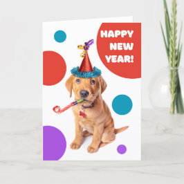 Gott nytt år Söt rödräv Labrador Valp Helgkort