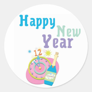Gott nytt år Stickers Runt Klistermärke