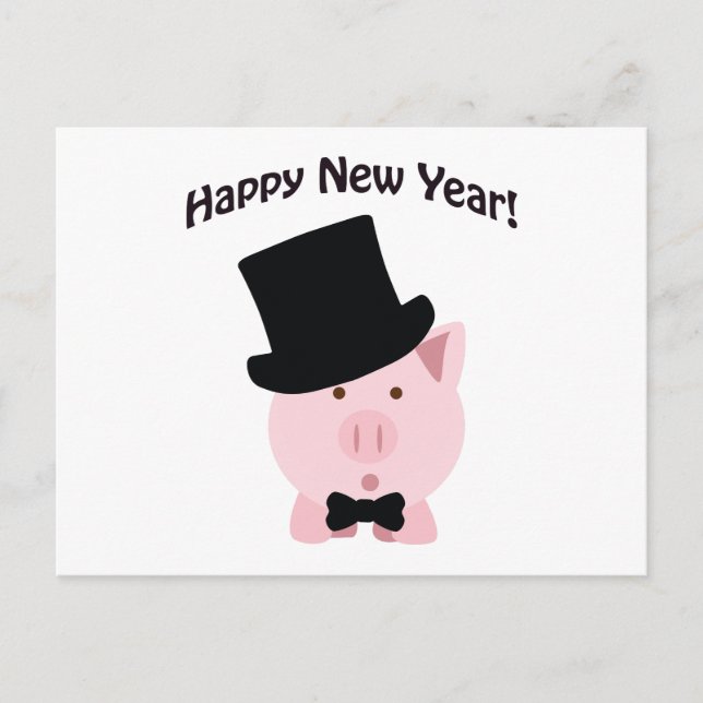 Gott Nytt År! Stilig Gris Helg Vykort (Framsida)