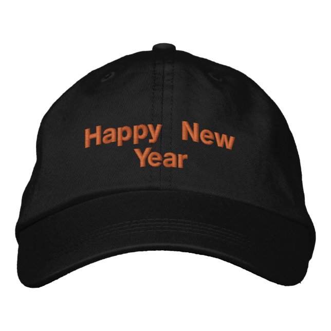 Gott Nytt År Stilig Svart Färg-Hatt Broderad Keps (Framsida)