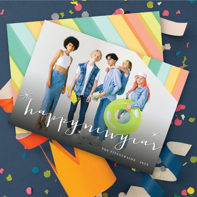 Gott nytt år-stjärnor och färgfoto av Rand Julkort (Skapare uppladdad)