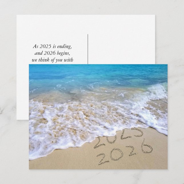 Gott Nytt År Strand Vykort (Fram/baksida)