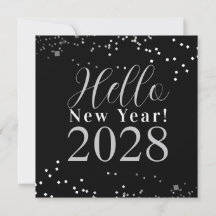 Gott Nytt År Svart och Silver Glitter