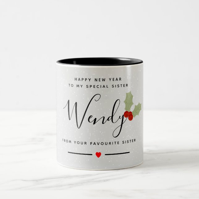 Gott nytt år syster Två-Tonad mugg (Center)