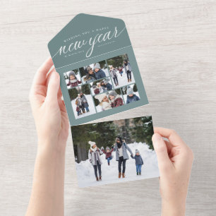 gott nytt år teal fotocollage trifold helgdag
