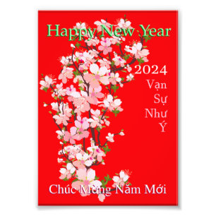 Gott nytt år Tô t Chúc Mừ ng Năm Mrogi Xuân 2024 Fototryck