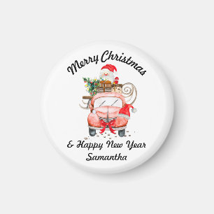 Gott nytt år Tomte kör lastbil Magnet