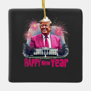 Gott Nytt År Trump Invigning Dag 2025 Julgransprydnad Keramik