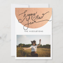 Gott nytt år Typografi Rosa Modern Photo Julkort