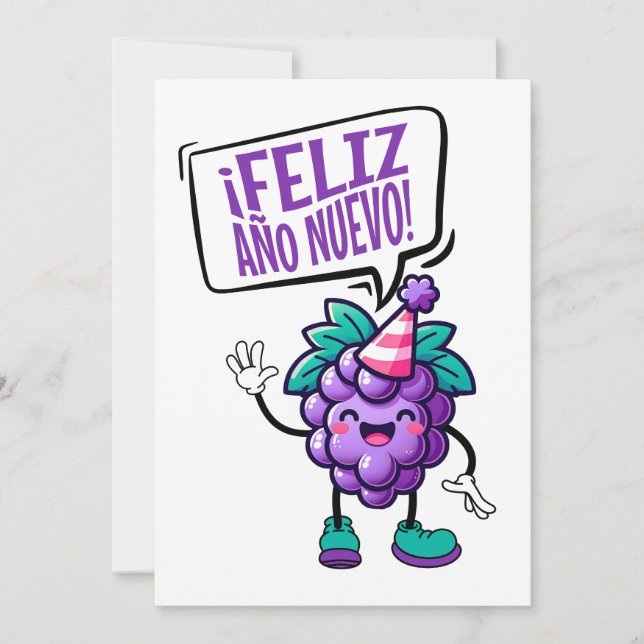 Gott Nytt År Uvas Spanska Gott Nytt År Inbjudningar (Framsida)