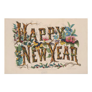 Gott nytt år, Vintage Currier & Ives tryck