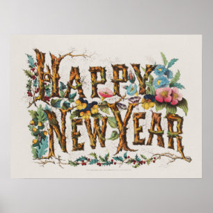 GOTT NYTT ÅR VINTAGE DESIGN POSTER