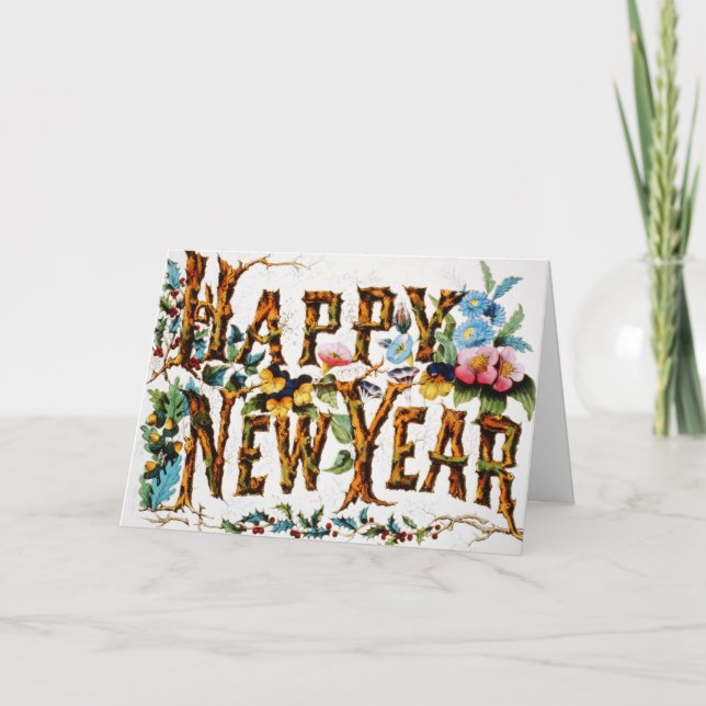 Gott Nytt År Vintage Semesterkort Helgkort (Framsida)